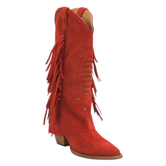 DINGO Made In Mexico Suede Lad 14 Boots With Fringe Spirit Trail - Picture 1 of 3